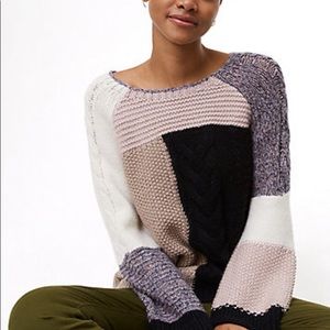 LOFT Bell-sleeved Colorblock Sweater